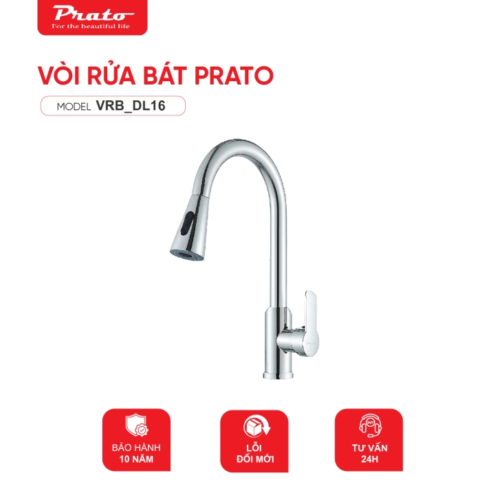Vòi rửa bát dây rút đồng Prato DL16